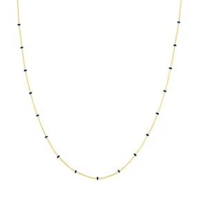 14k Gold Chain with Blue Enamel Stations