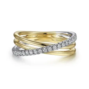 14K TT Gold 0.25ctw Diamond crossover Ring