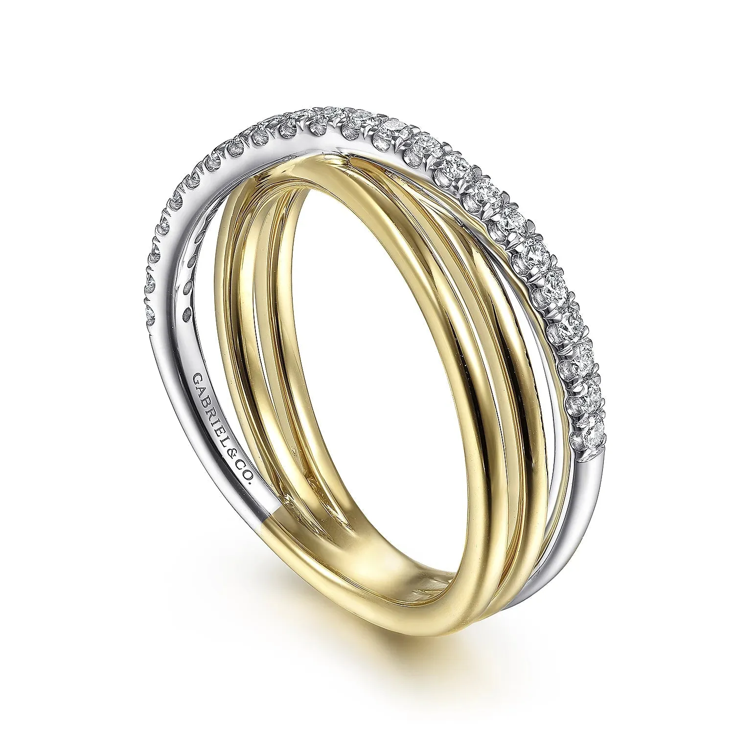 14K TT Gold 0.25ctw Diamond crossover Ring