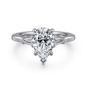 14K White Gold 'Louann' Three Stone Pear Diamond Engagement Ring