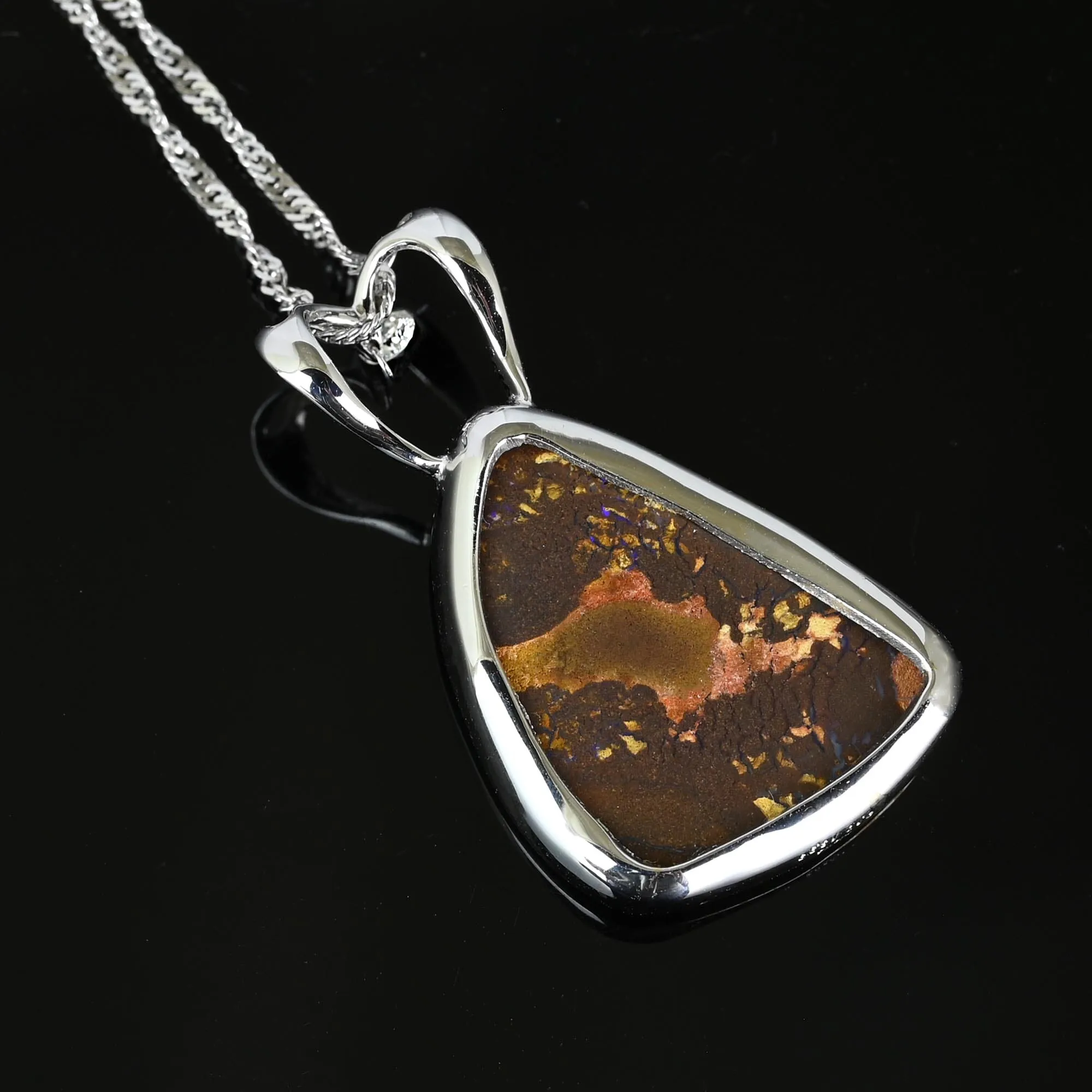 18K White Gold Diamond 13.99 CTW Boulder Opal Necklace