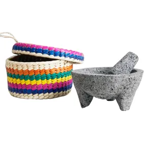 7” Molcajete with Tortilla Basket