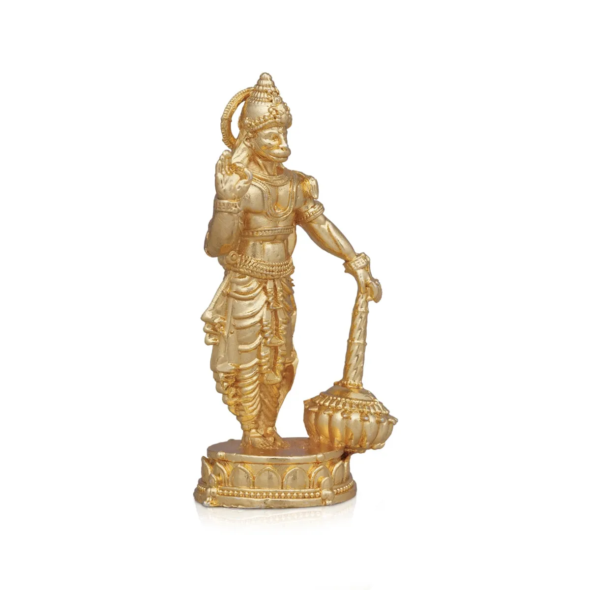 Anjaneya Statue - 2 x 0.75 Inches | Copper Idol/ Gold Polish Standing Hanuman Statue for Pooja/ 30 Gms Approx