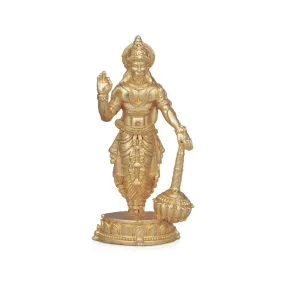 Anjaneya Statue - 2 x 0.75 Inches | Copper Idol/ Gold Polish Standing Hanuman Statue for Pooja/ 30 Gms Approx