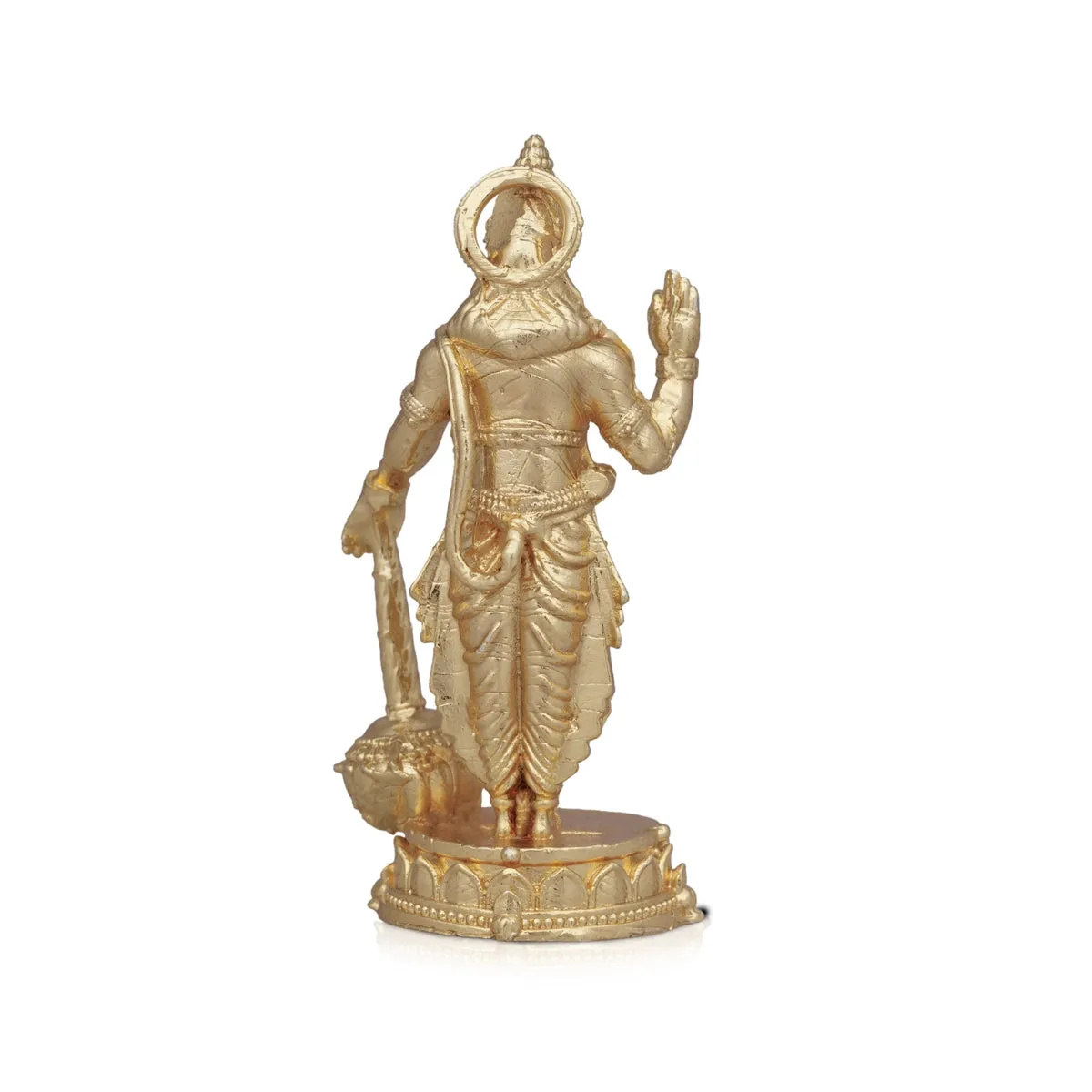 Anjaneya Statue - 2 x 0.75 Inches | Copper Idol/ Gold Polish Standing Hanuman Statue for Pooja/ 30 Gms Approx