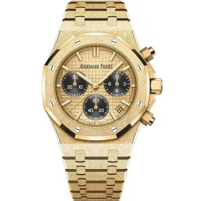 Audemars Piguet Royal Oak Chronograph Frosted Yellow Gold Black Subdials Reference # 26240BA.GG.1324BA.01