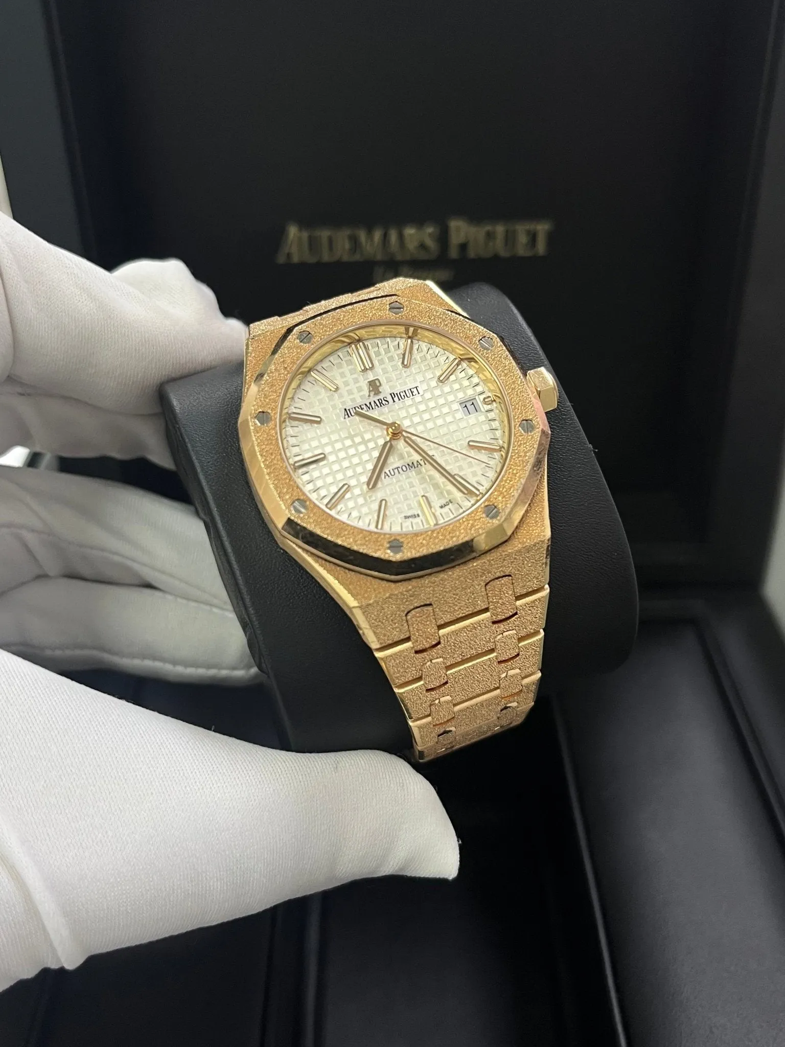 Audemars Piguet Royal Oak Lady Ladies 37mm Frosted Rose Gold White Dial 15454OR.GG.1259OR.01