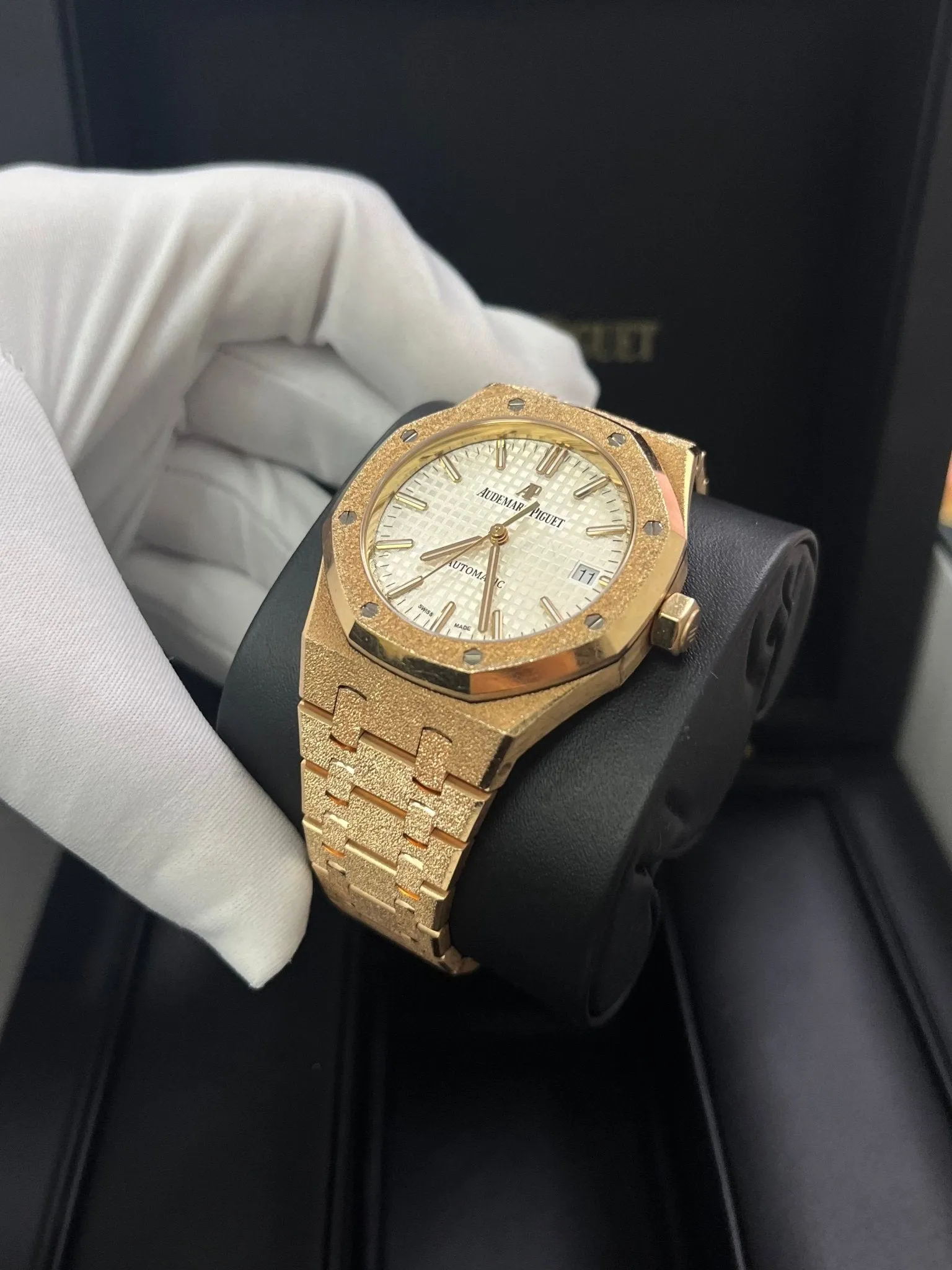 Audemars Piguet Royal Oak Lady Ladies 37mm Frosted Rose Gold White Dial 15454OR.GG.1259OR.01