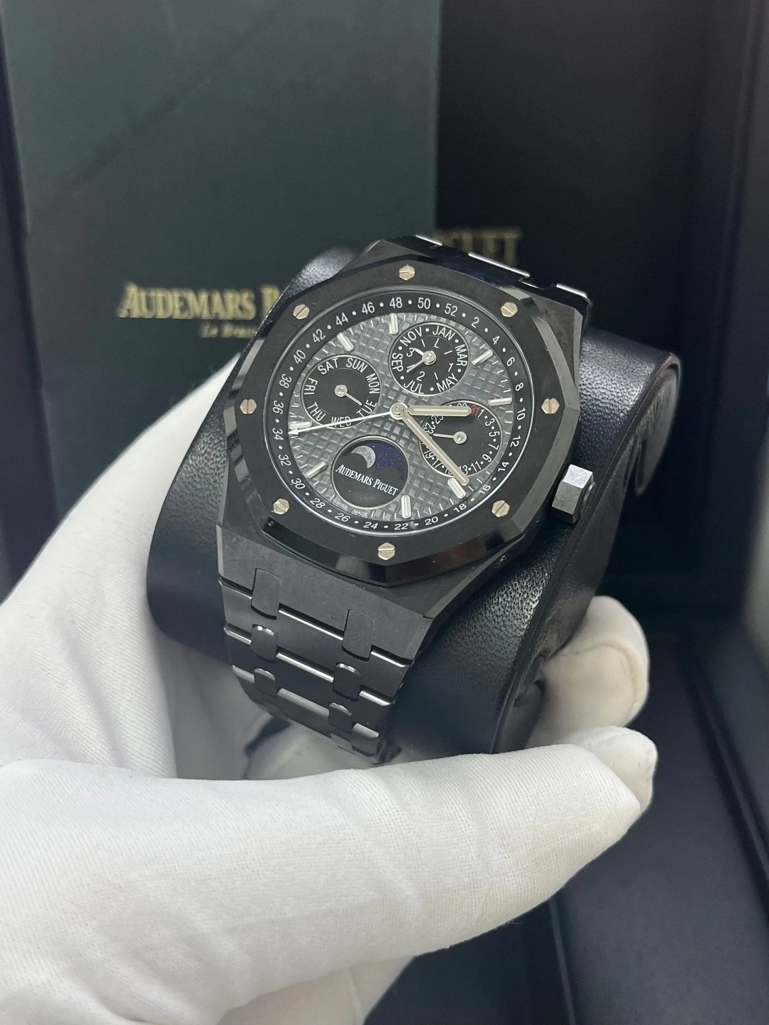 Audemars Piguet Royal Oak Perpetual Calendar/ Black Ceramic/ Black Dial/ Black Sub_Dials/ Black Ceramic Bezel (Ref#26579CE.OO.1225CE.01)