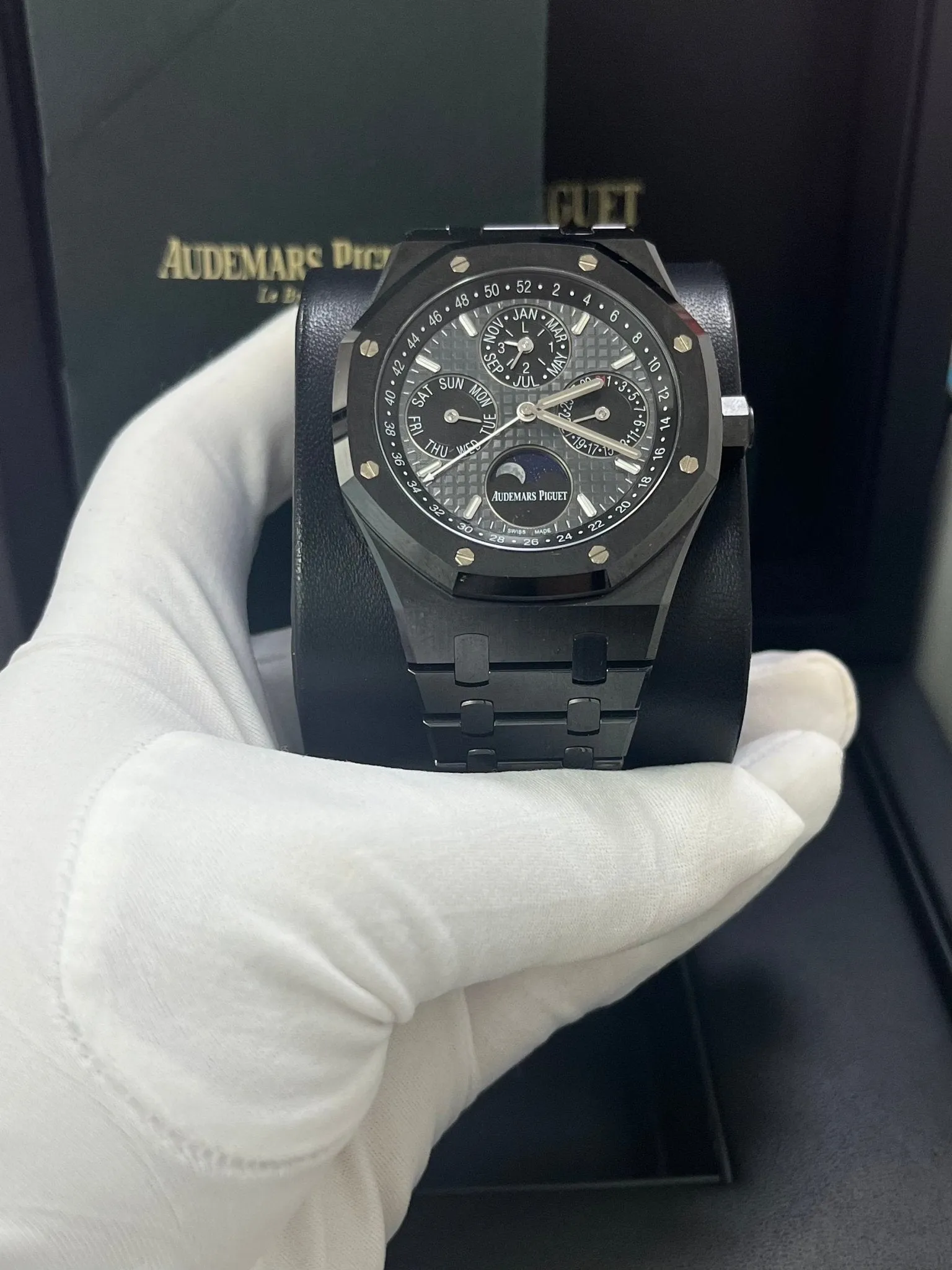 Audemars Piguet Royal Oak Perpetual Calendar/ Black Ceramic/ Black Dial/ Black Sub_Dials/ Black Ceramic Bezel (Ref#26579CE.OO.1225CE.01)