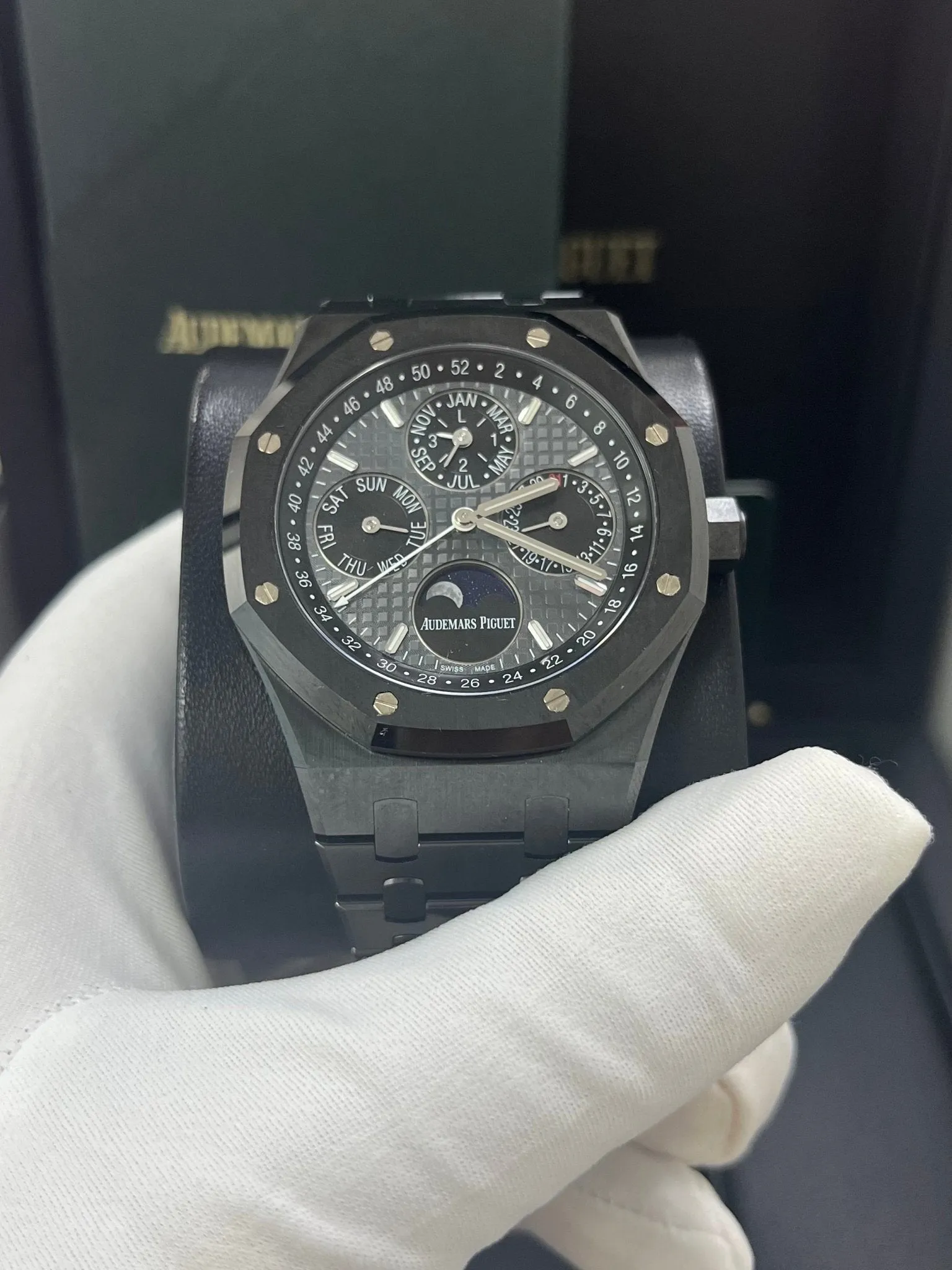 Audemars Piguet Royal Oak Perpetual Calendar/ Black Ceramic/ Black Dial/ Black Sub_Dials/ Black Ceramic Bezel (Ref#26579CE.OO.1225CE.01)