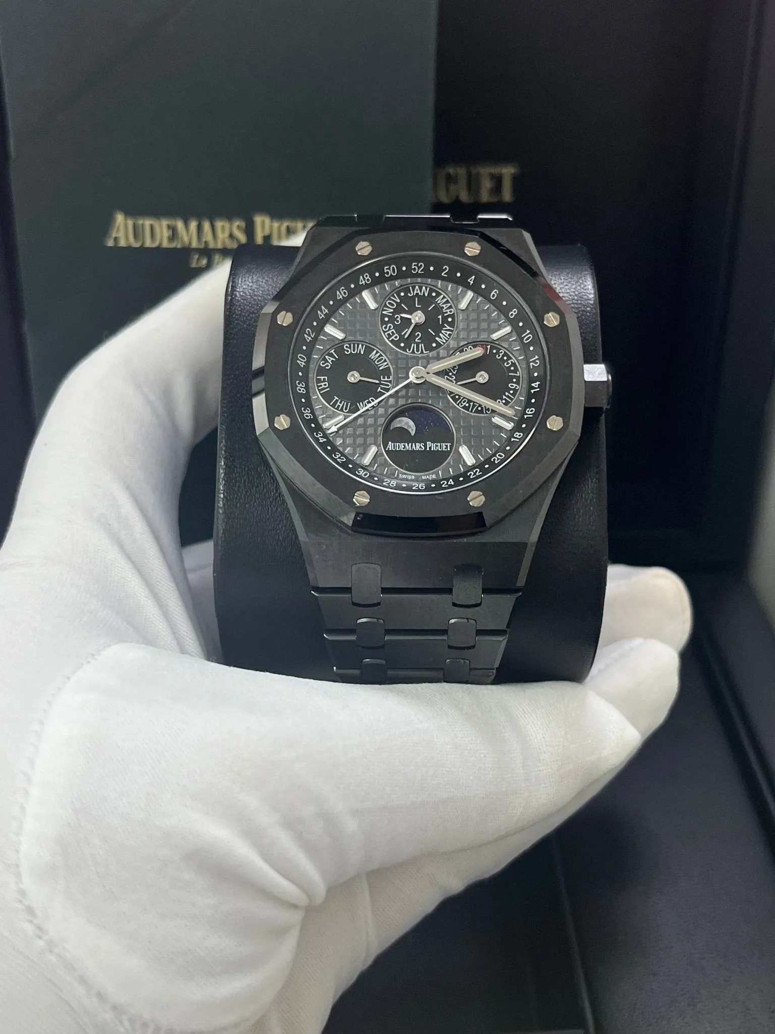 Audemars Piguet Royal Oak Perpetual Calendar/ Black Ceramic/ Black Dial/ Black Sub_Dials/ Black Ceramic Bezel (Ref#26579CE.OO.1225CE.01)