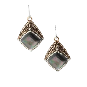 Barse Copper and Black Mother of Pearl Earring