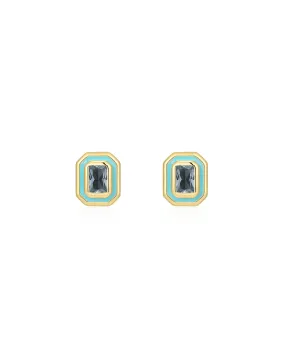 Bezel Studs- Turquoise- Gold