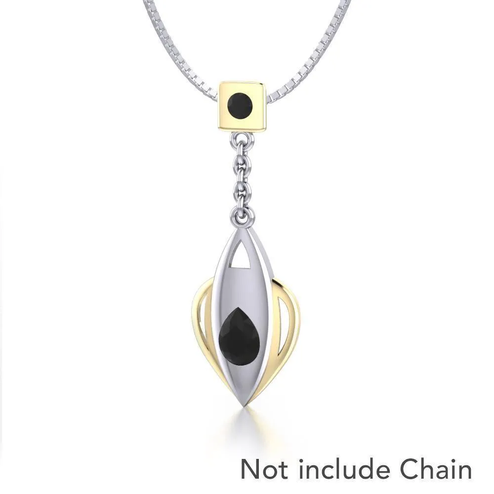 Black Magic Contemporary Silver & Gold Pendant MPD842