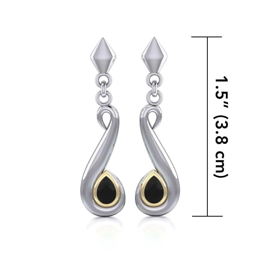 Black Magic Swirl Silver & Gold Earrings MER404