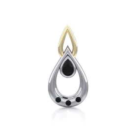 Black Magic Teardrop Silver & Gold Pendant MPD794