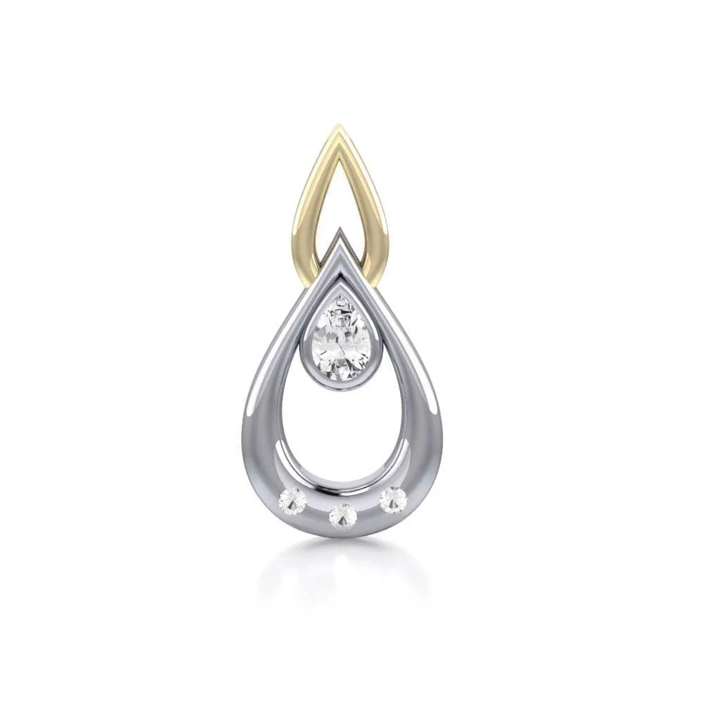 Black Magic Teardrop Silver & Gold Pendant MPD794