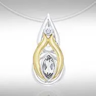 Black Magic Teardrop Silver & Gold Pendant MPD804