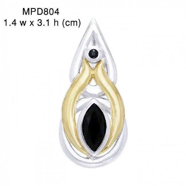 Black Magic Teardrop Silver & Gold Pendant MPD804