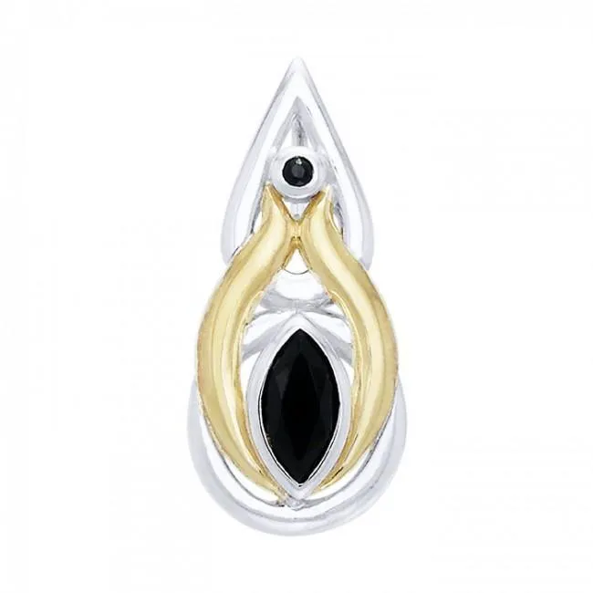 Black Magic Teardrop Silver & Gold Pendant MPD804