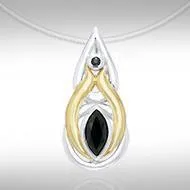 Black Magic Teardrop Silver & Gold Pendant MPD804