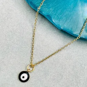 Brass With Enamel Black Gold Gold Evil Eye Pendant For Women Girls