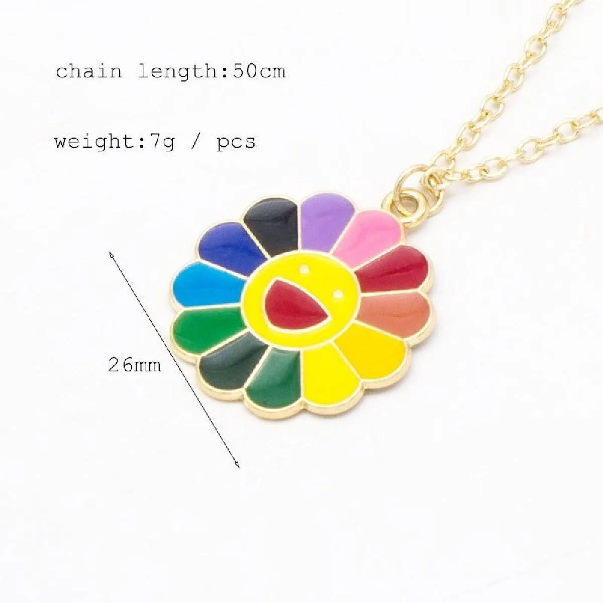 Brass With Enamel Multicolor Gold Smiley Rainbow Pendant For Women Girls