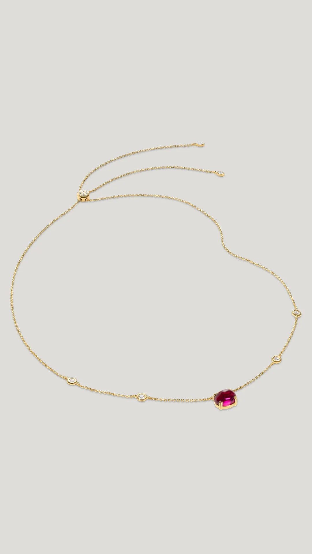 Cabochon Necklace Dark Pink Gold Vermeil