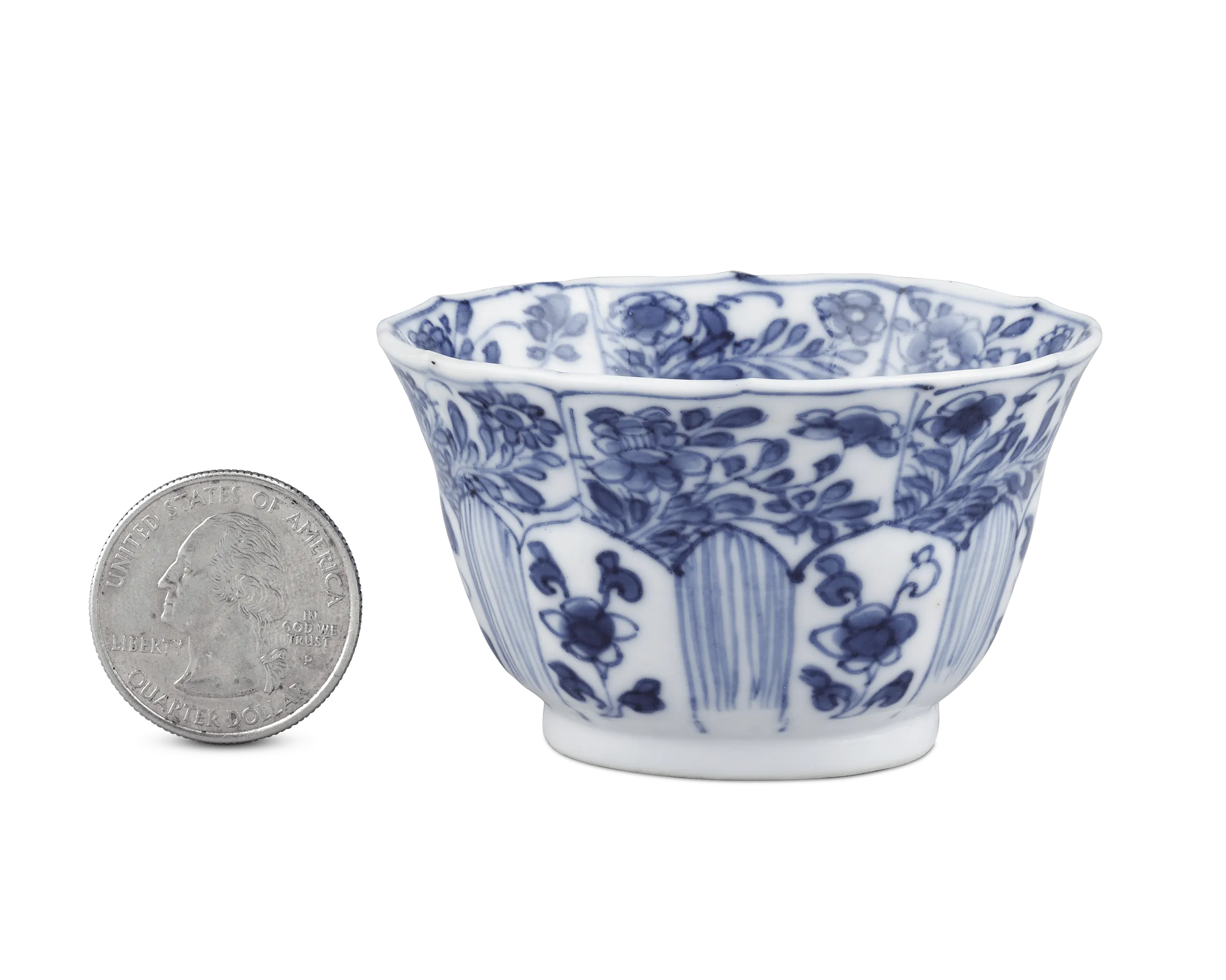 Chinese Blue & White Floral Teacup