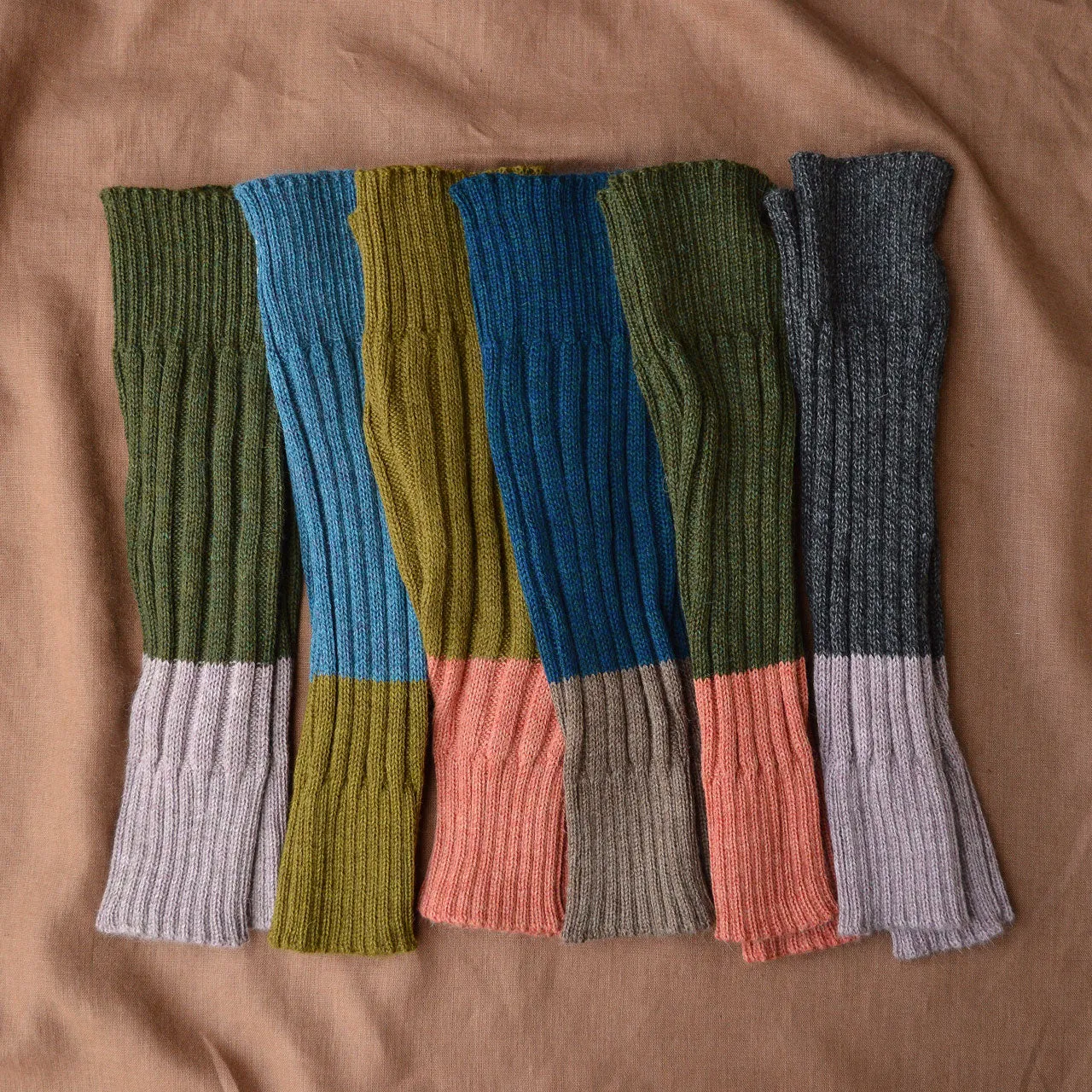 Chunky Rib Colourblock Legwarmers Armwarmers - 100% Baby Alpaca (Youth-Adults)