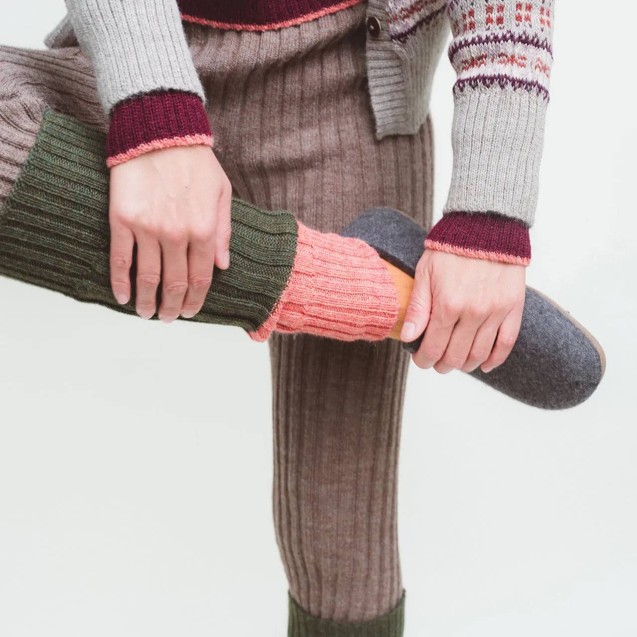 Chunky Rib Colourblock Legwarmers Armwarmers - 100% Baby Alpaca (Youth-Adults)