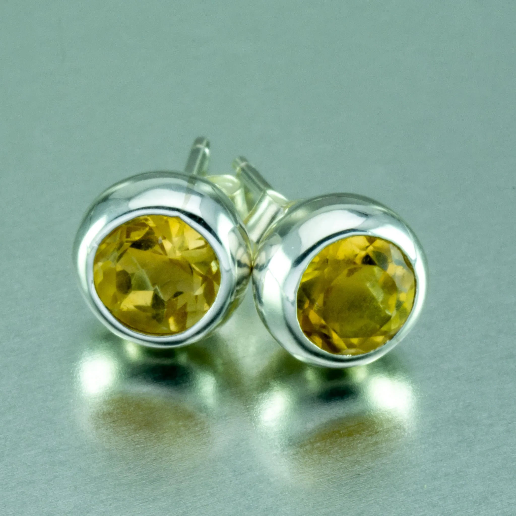 Citrine Sterling Silver Stud Earrings