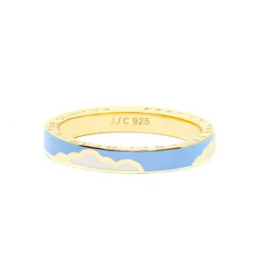 Cloud Ring, Blue Enamel, Gold