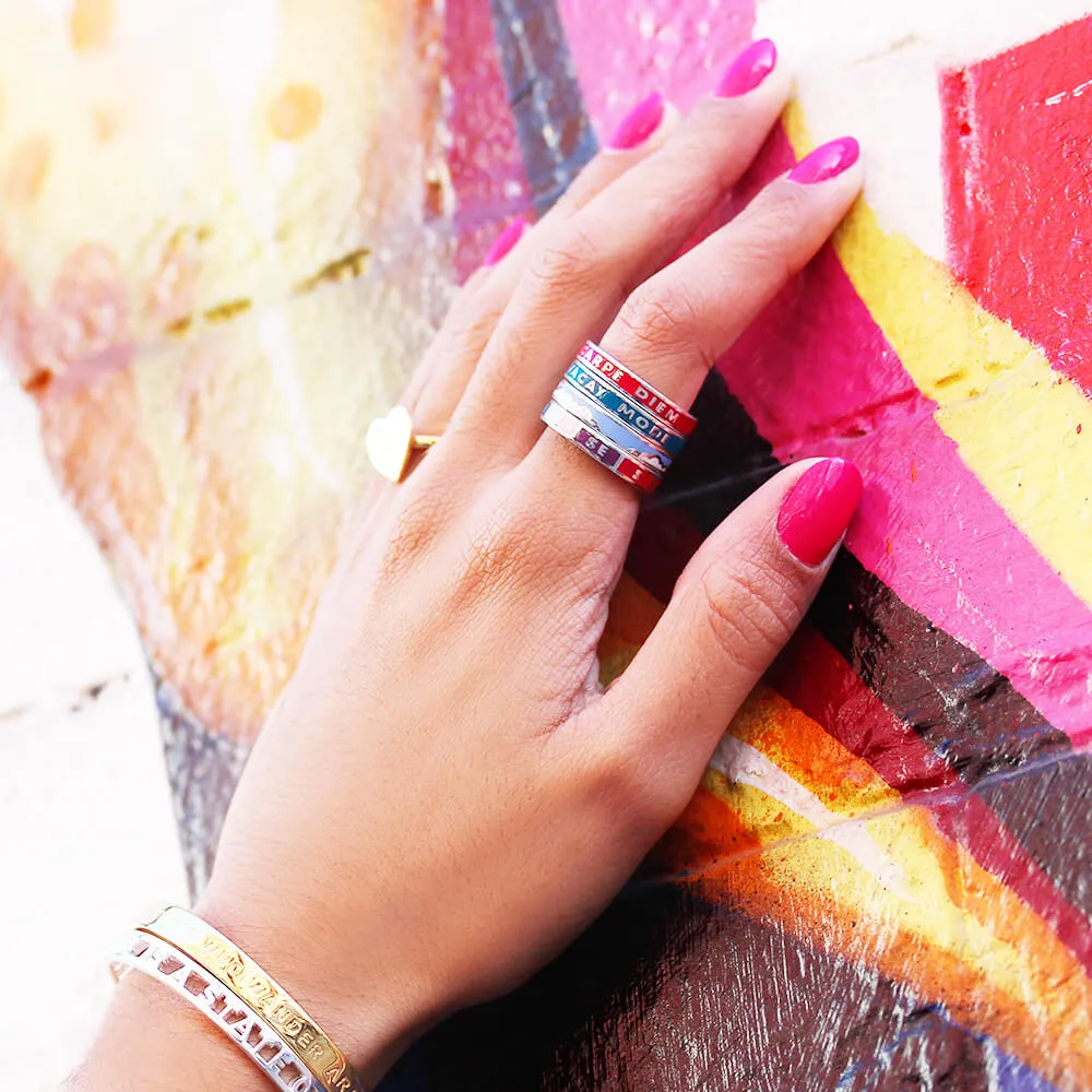 Cloud Ring, Blue Enamel, Gold