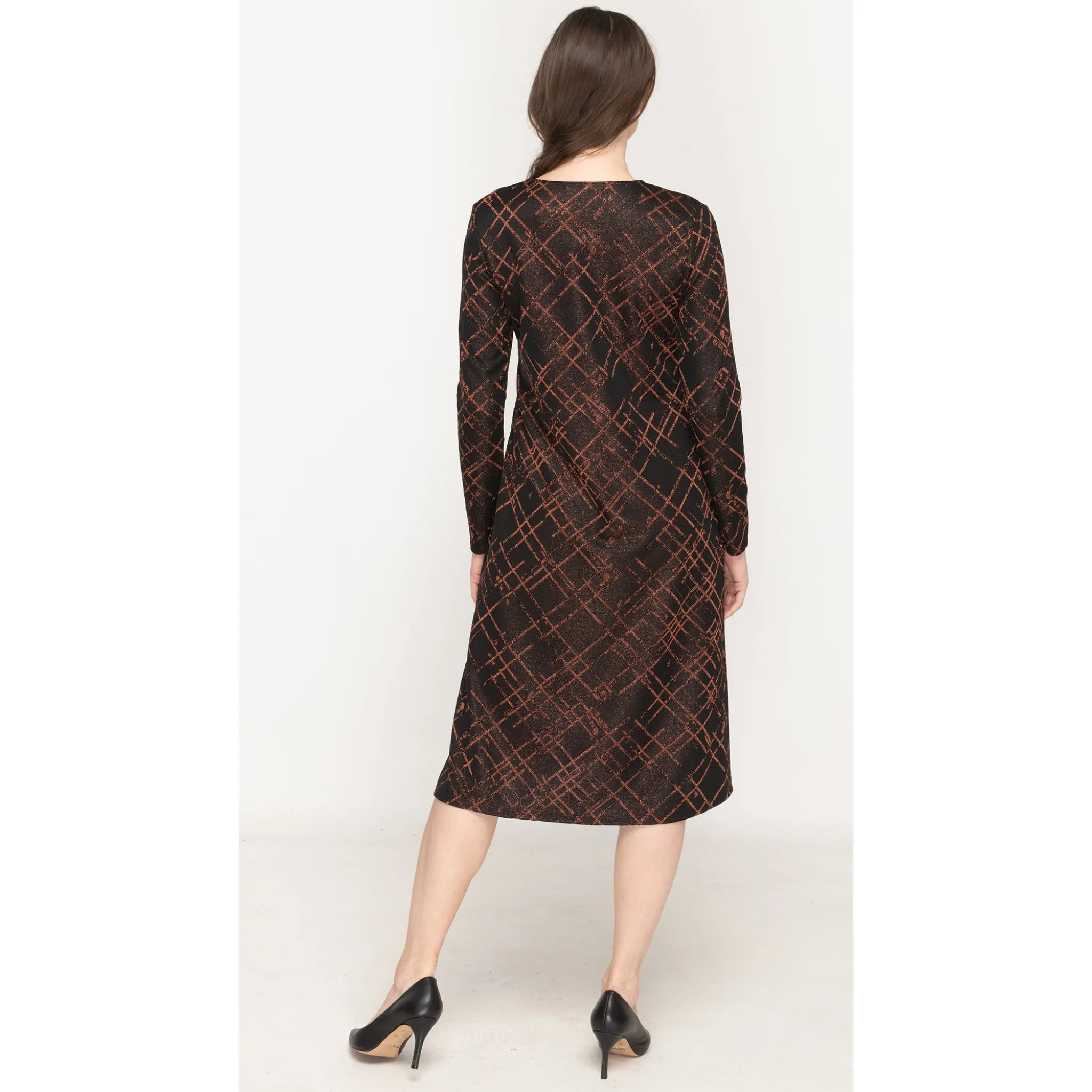 Copper Lurex Lines Penny Dress