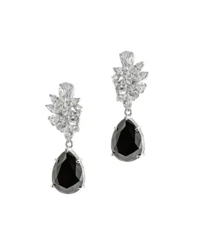 CZ Cluster Pear Drop Earring