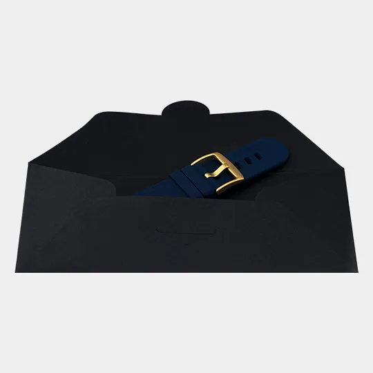 Dark blue OOZOO rubber strap with gold clasp