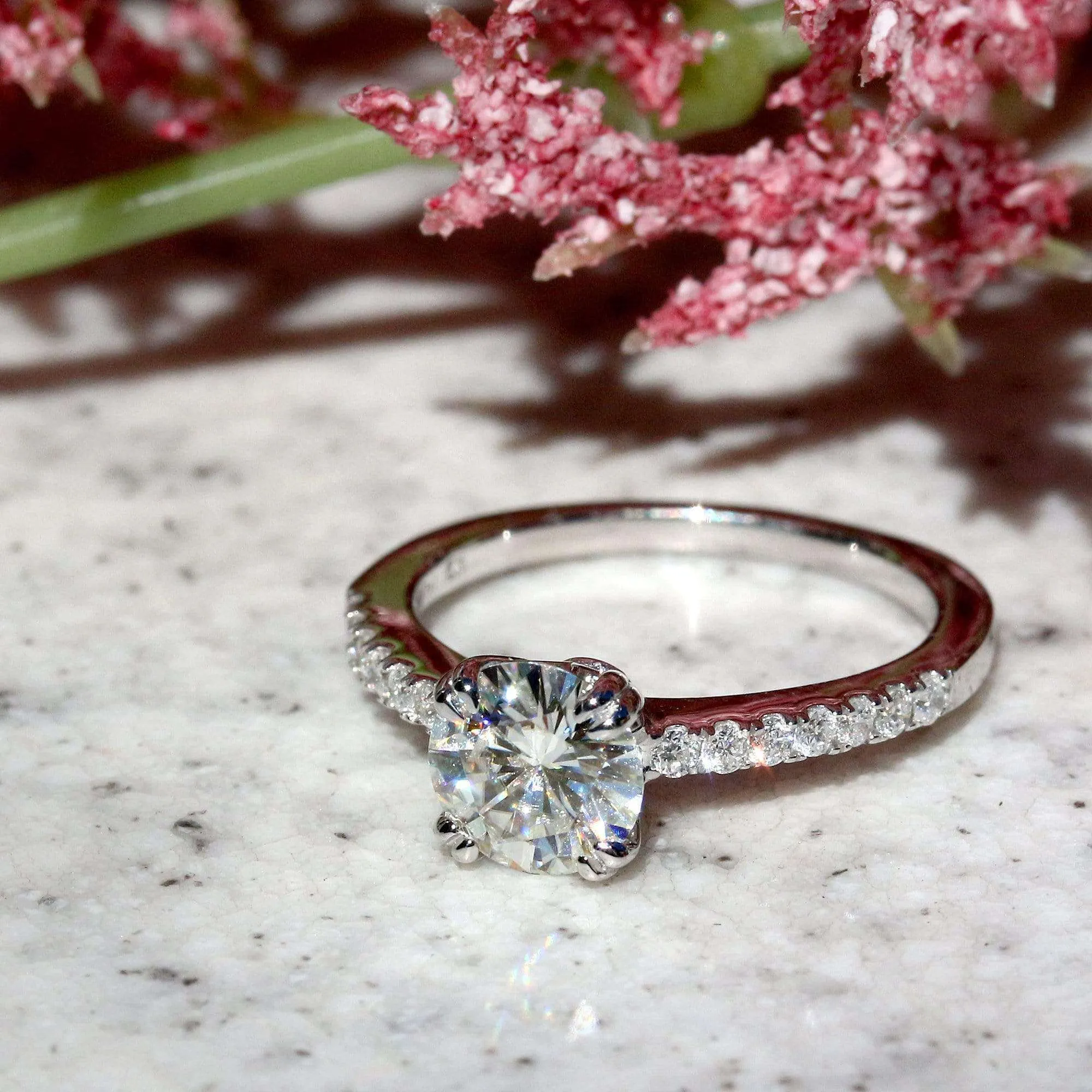 Double-Prong 1ct Moissanite Tulip Head Ring