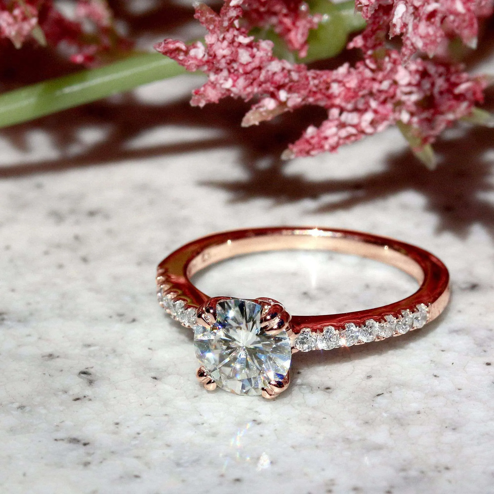 Double-Prong 1ct Moissanite Tulip Head Ring