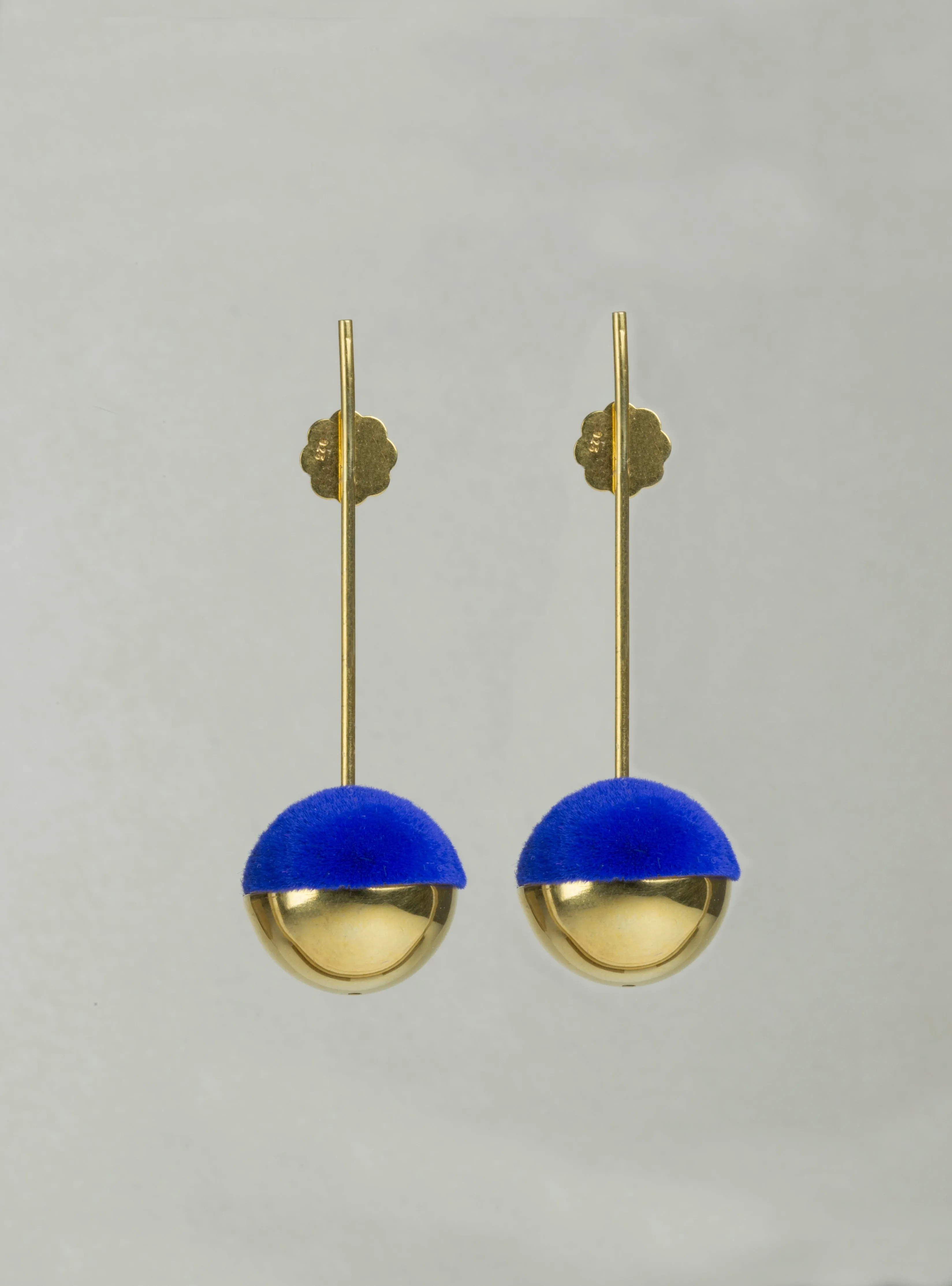 Drop Earrings with Electric Blue Flocking