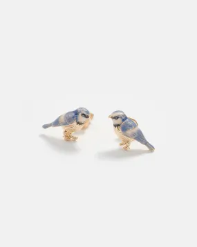 Enamel Blue Tit Stud Earrings