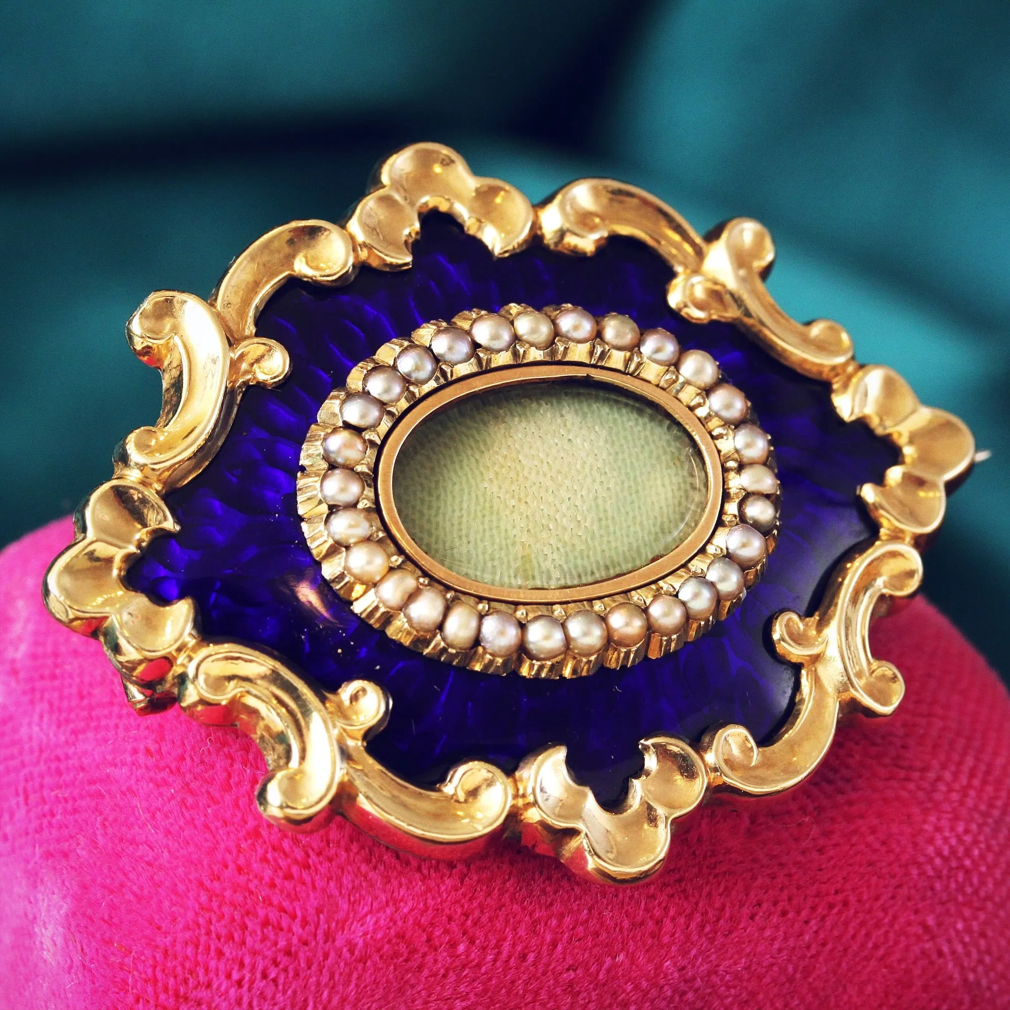 Finest Pristine Sentimental Victorian Enamel Brooch