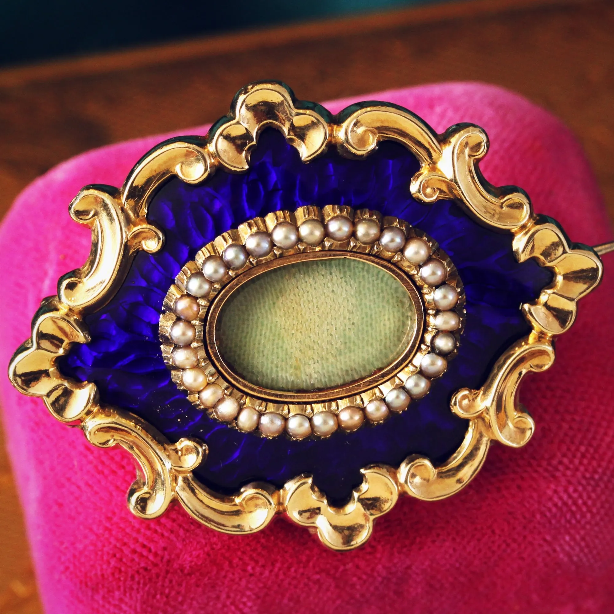 Finest Pristine Sentimental Victorian Enamel Brooch