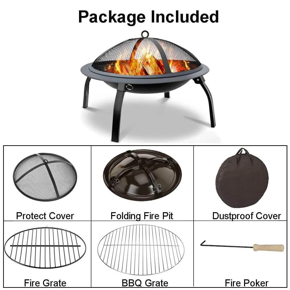 Foldable Outdoor Terrace Fire Pit Grill