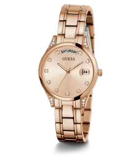 GUESS Ladies Rose Gold Tone Day/Date Watch