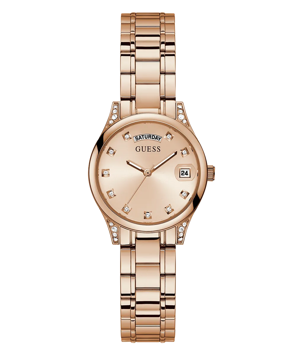 GUESS Ladies Rose Gold Tone Day/Date Watch