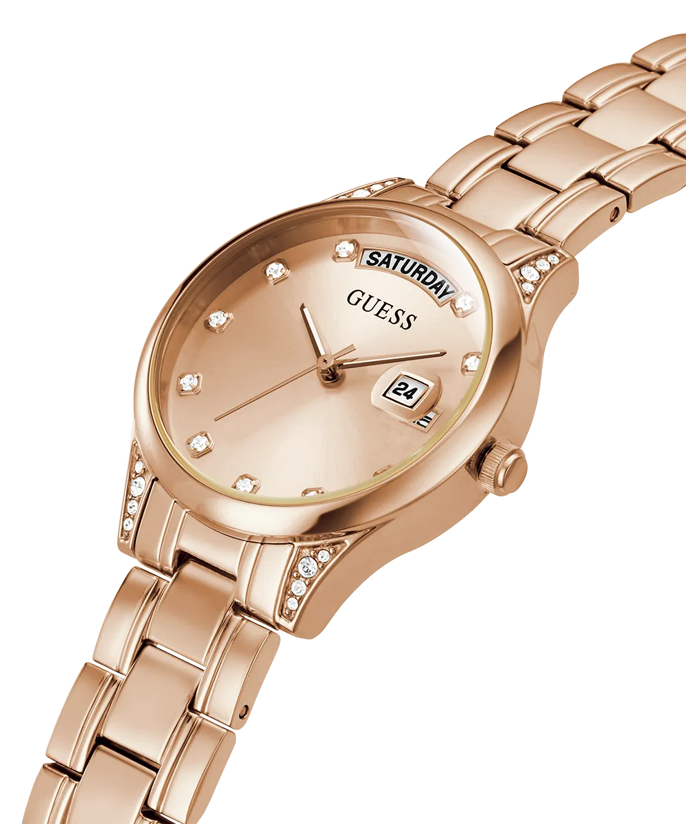 GUESS Ladies Rose Gold Tone Day/Date Watch