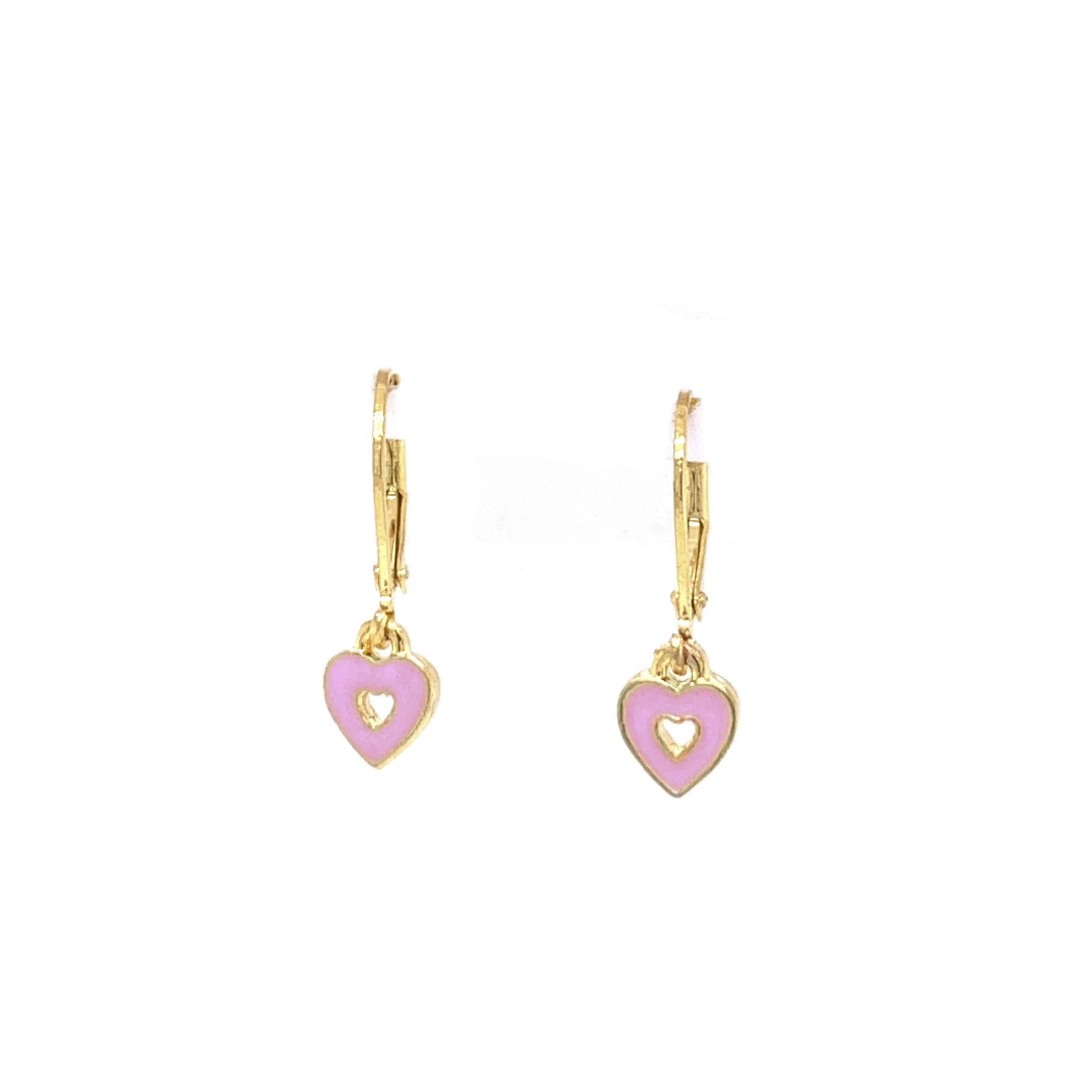 Lever Back Enamel Open Heart Earrings