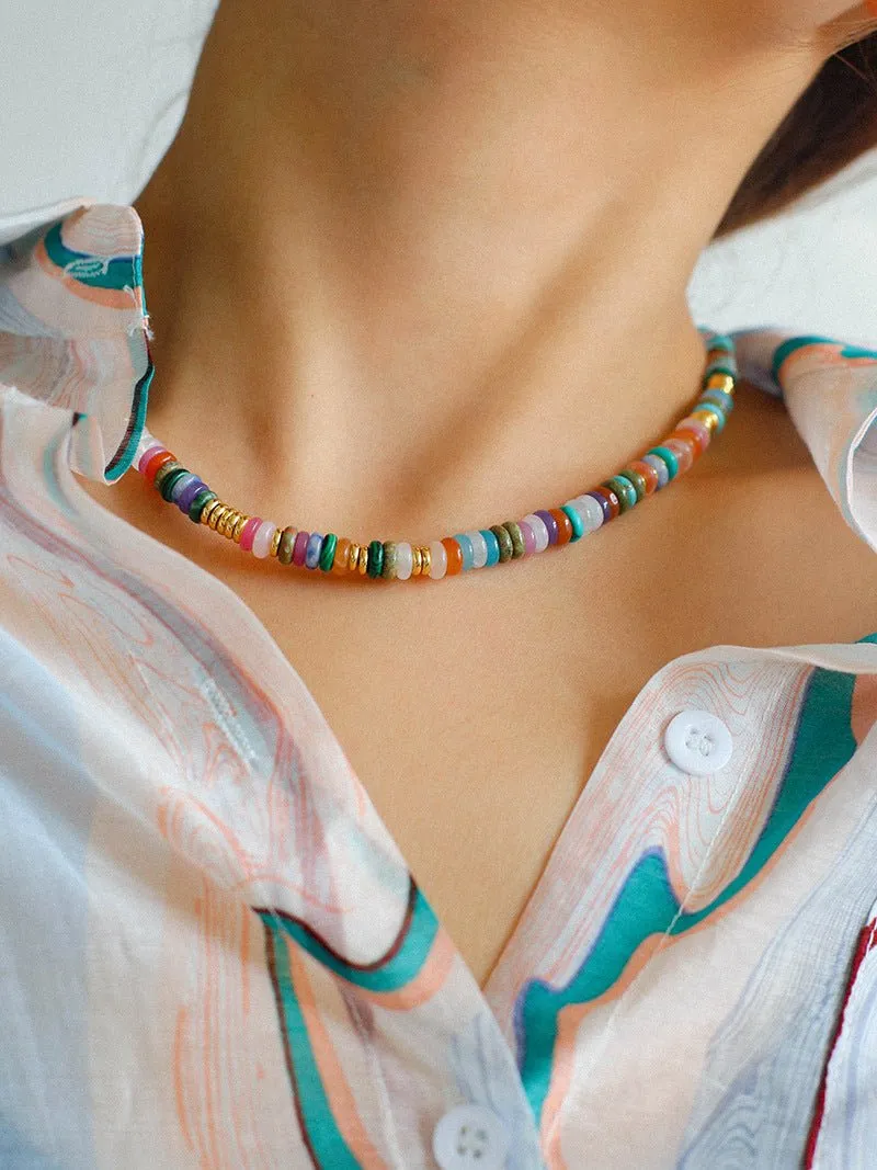 Natural Stone Colorful Beaded Necklace